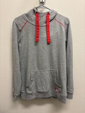 Roxy Gray Hoodie with Bright coral Drawstrings
